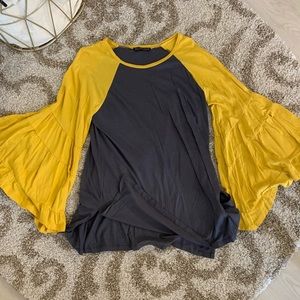 Yellow flare sleeve top/tunic